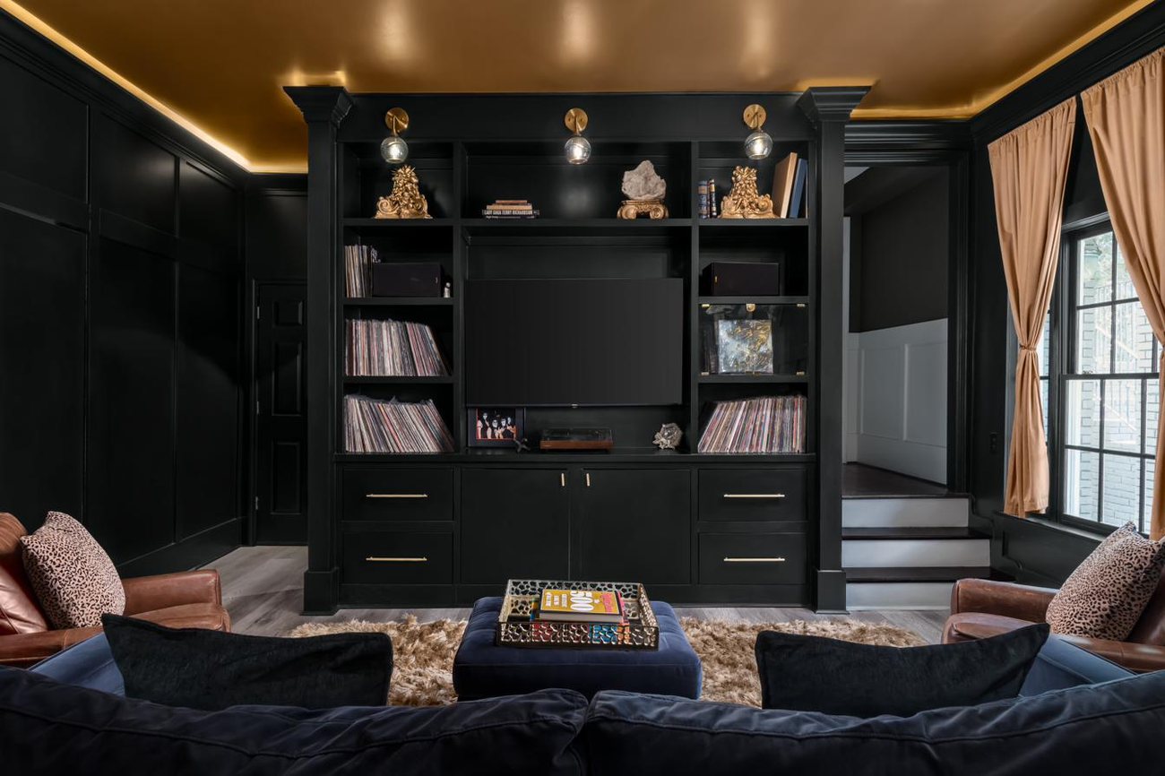 Custom built-in entertainment wall cabinetry